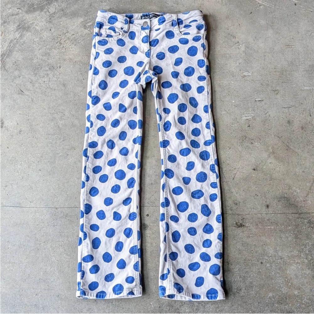 Mini Boden Gray Pants with Blue Dots